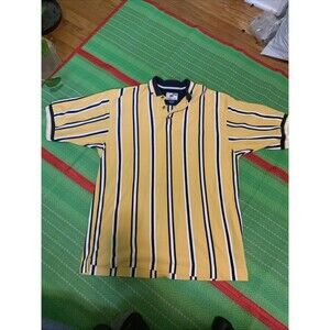 VTG Men's Cutter & Buck Polo Golf Shirt 100%cotton White/yellow /blue Large L